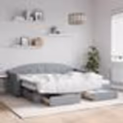vidaXL Lit de jour avec gigogne et tiroirs gris clair 80x200 cm tissu - 80 x 200 cm