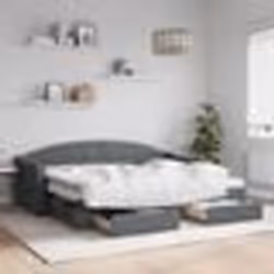 vidaXL Lit de jour avec gigogne et tiroirs gris foncé 80x200 cm tissu - 80 x 200 cm