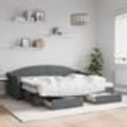 vidaXL Lit de jour avec gigogne et tiroirs gris foncé 80x200 cm tissu - 80 x 200 cm
