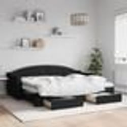 vidaXL Lit de jour avec gigogne et tiroirs noir 80x200 cm tissu - 80 x 200 cm