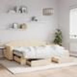 vidaXL Lit de jour avec gigogne et tiroirs crème 80x200 cm tissu - 80 x 200 cm