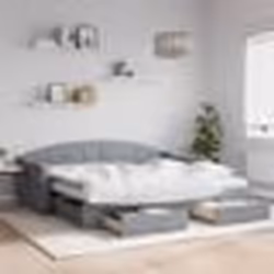 vidaXL Lit de jour avec gigogne et tiroirs gris clair 90x200 cm tissu - 90 x 200 cm
