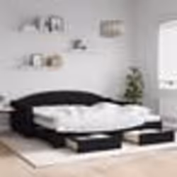 vidaXL Lit de jour avec gigogne et tiroirs noir 90x200 cm tissu - 90 x 200 cm