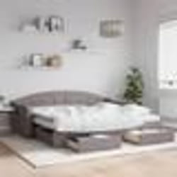 vidaXL Lit de jour avec gigogne et tiroirs taupe 90x200 cm tissu - 90 x 200 cm
