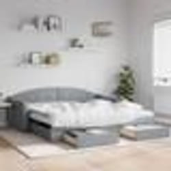 vidaXL Lit de jour avec gigogne et tiroirs gris clair 100x200 cm tissu - 100 x 200 cm