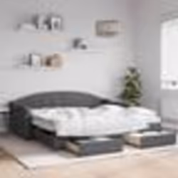 vidaXL Lit de jour avec gigogne et tiroirs gris foncé 90x190 cm tissu - 90 x 190 cm