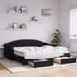 vidaXL Lit de jour avec gigogne et tiroirs noir 90x190 cm tissu - 90 x 190 cm