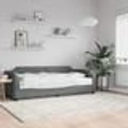 vidaXL Lit de jour avec matelas gris foncé 90x190 cm tissu - 90 x 190 cm