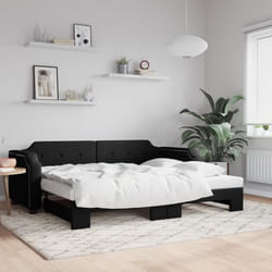 vidaXL Lit de jour avec lit gigogne noir 100x200 cm tissu 3197641