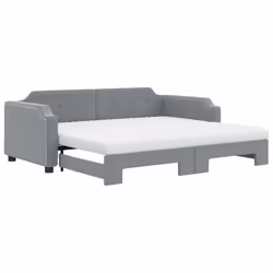 VidaXL 3197647, lit sofa, Gris, mousse, Métal, Polyester, Bois, 2230 mm, 900 mm