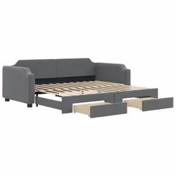 VidaXL 3197666, lit sofa, Gris, mousse, Tissu, Métal, Bois, 2230 mm, 900 mm