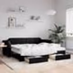 vidaXL Lit de jour avec gigogne et tiroirs sans matelas noir 80x200 cm - 80 x 200 cm