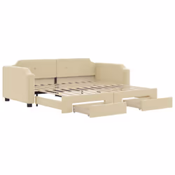 VidaXL 3197669, lit sofa, Crème, mousse, Tissu, Métal, Bois, 2230 mm, 900 mm
