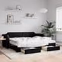 vidaXL Lit de jour avec gigogne et tiroirs sans matelas noir 90x200 cm - 90 x 200 cm