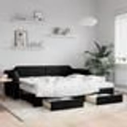 vidaXL Lit de jour avec gigogne et tiroirs sans matelas noir 90x200 cm - 90 x 200 cm