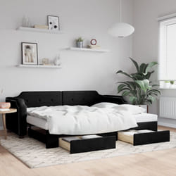 Vidaxl Lit De Jour Avec Gigogne Et Tiroirs Sans Matelas Noir 100x200cm