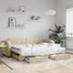vidaXL Lit de jour avec gigogne et tiroirs crème 100x200 cm tissu - 100 x 200 cm