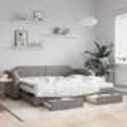 vidaXL Lit de jour avec gigogne et tiroirs taupe 80x200 cm tissu - 80 x 200 cm