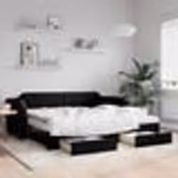 vidaXL Lit de jour avec gigogne et tiroirs noir 90x200 cm tissu - 90 x 200 cm