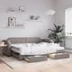 vidaXL Lit de jour avec gigogne et tiroirs taupe 100x200 cm tissu - 100 x 200 cm