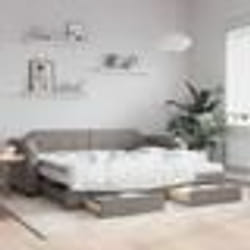 vidaXL Lit de jour avec gigogne et tiroirs taupe 100x200 cm tissu - 100 x 200 cm