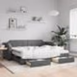 vidaXL Lit de jour avec gigogne et tiroirs gris foncé 90x190 cm tissu - 90 x 190 cm