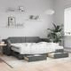 vidaXL Lit de jour avec gigogne et tiroirs gris foncé 90x190 cm tissu - 90 x 190 cm