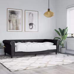 vidaXL Lit de jour avec matelas noir 90x200 cm similicuir - 90 x 200 cm