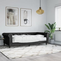 vidaXL Lit de jour avec matelas noir 90x200 cm similicuir - 90 x 200 cm