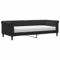 VidaXL 3197751, lit sofa, Noir, mousse, Métal, Polyester, Bois, 2290 mm, 1000 mm