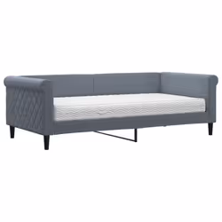 VidaXL 3197761, lit sofa, Gris, mousse, Métal, Polyester, Bois, 2190 mm, 1000 mm