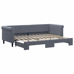 VidaXL 3197765, lit sofa, Gris, mousse, Métal, Polyester, Bois, 2290 mm, 900 mm