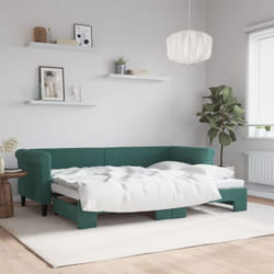 Lit De Jour Avec Lit Gigogne Vert Foncé 80x200 Cm Velours