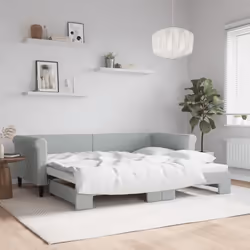 vidaXL Lit de jour avec gigogne sans matelas gris clair 90x200 cm - 90 x 200 cm