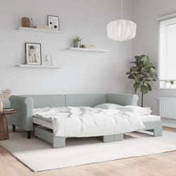 vidaXL Lit de jour avec gigogne sans matelas gris clair 90x200 cm - 90 x 200 cm