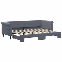 VidaXL 3197772, lit sofa, Gris, mousse, Métal, Polyester, Bois, 2290 mm, 1000 mm