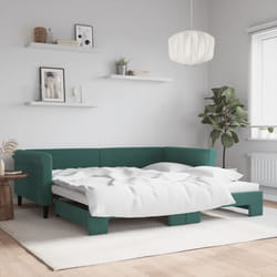 Vidaxl Lit De Jour Avec Gigogne Sans Matelas Vert Foncé 100x200 Cm