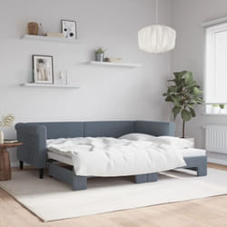 Lit De Jour Avec Gigogne Sans Matelas Gris Foncé 90x190 Cm Vidaxl