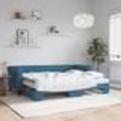 vidaXL Lit de jour avec lit gigogne et matelas bleu 80x200 cm velours - 180 x 200 cm