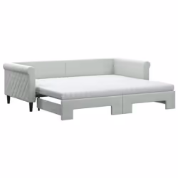 VidaXL 3197788, lit sofa, Gris, mousse, Métal, Polyester, Bois, 2290 mm, 900 mm