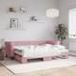 vidaXL Lit de jour avec lit gigogne et matelas rose 80x200 cm velours - 180 x 200 cm