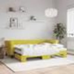 vidaXL Lit de jour avec lit gigogne et matelas jaune 80x200 cm velours - 180 x 200 cm
