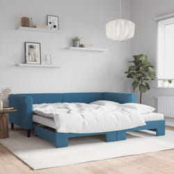 Vidaxl - Lit De Jour Avec Lit Gigogne Et Matelas Bleu 100x200 Cm Velours