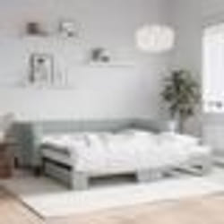 vidaXL Lit de jour et gigogne et matelas gris clair 100x200 cm velours - 100 x 200 cm