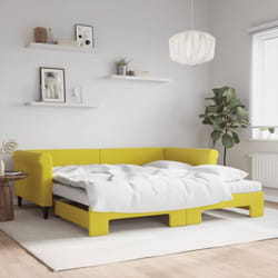 Lit De Jour Avec Gigogne Et Matelas Jaune 100x200 Cm Velours Vidaxl