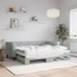 vidaXL Lit de jour avec gigogne et matelas gris clair 90x190cm velours - 180 x 200 cm