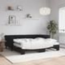 vidaXL Lit de jour avec gigogne et matelas noir 90x190 cm velours - 90 x 190 cm