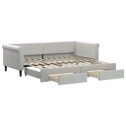 VidaXL 3197812, lit sofa, Gris, mousse, Métal, Polyester, Bois, 2290 mm, 900 mm