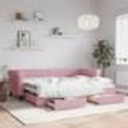 vidaXL Lit de jour avec gigogne et tiroirs sans matelas rose 80x200 cm - 80 x 200 cm