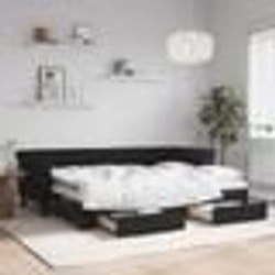 vidaXL Lit de jour avec gigogne et tiroirs sans matelas noir 80x200 cm - 80 x 200 cm